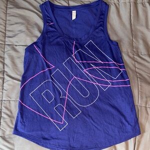Under Armour Purple Tank Top with Pink and White RUN Graphic